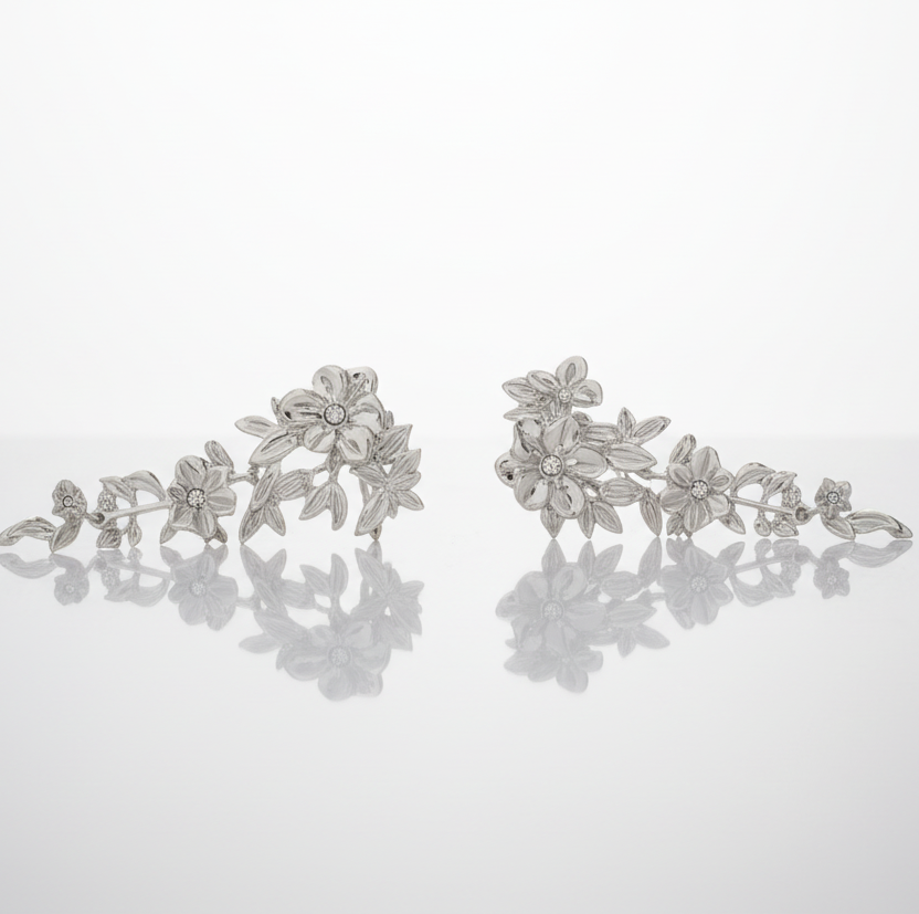 Floral Silver Earrings