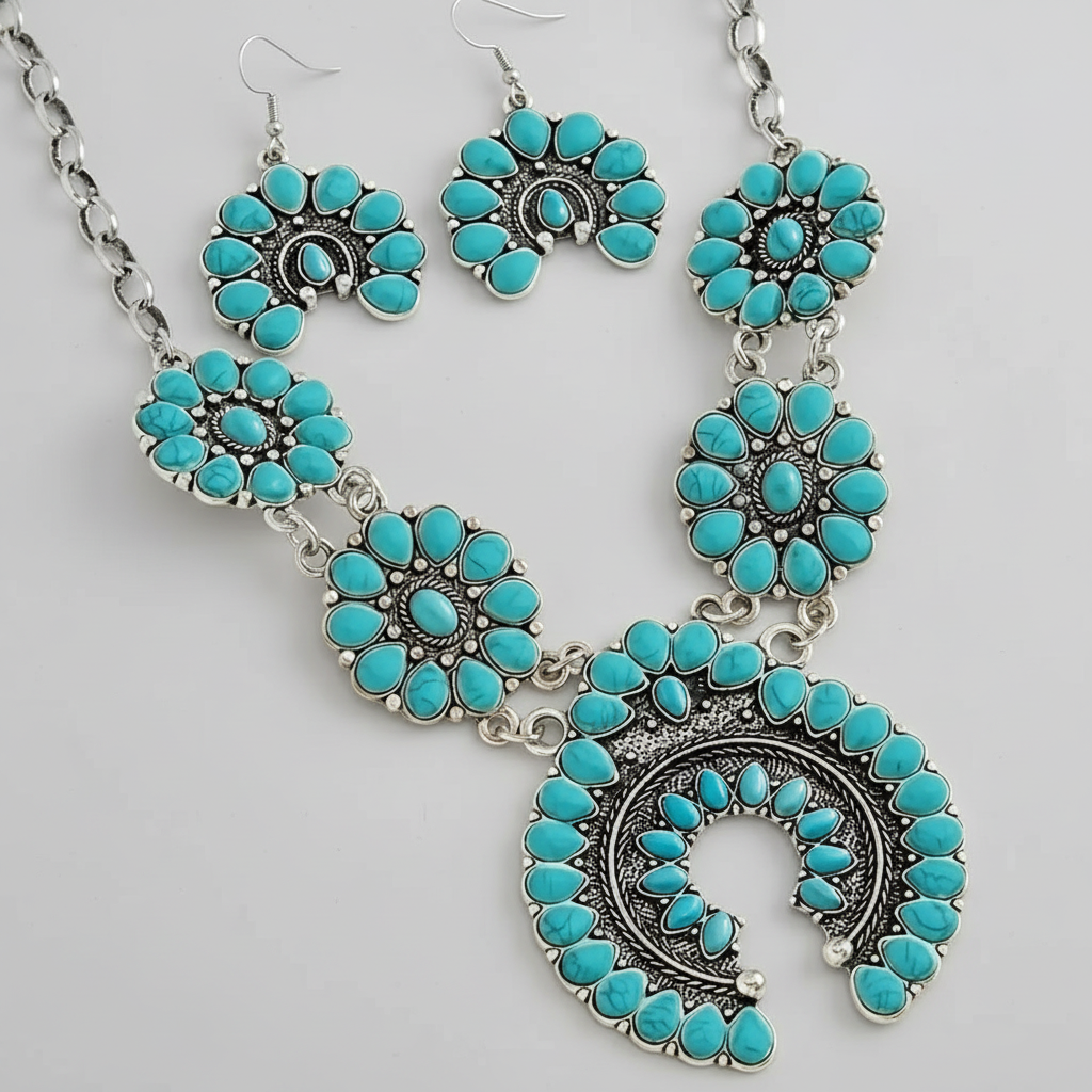 Turquoise Squash Blossum Set