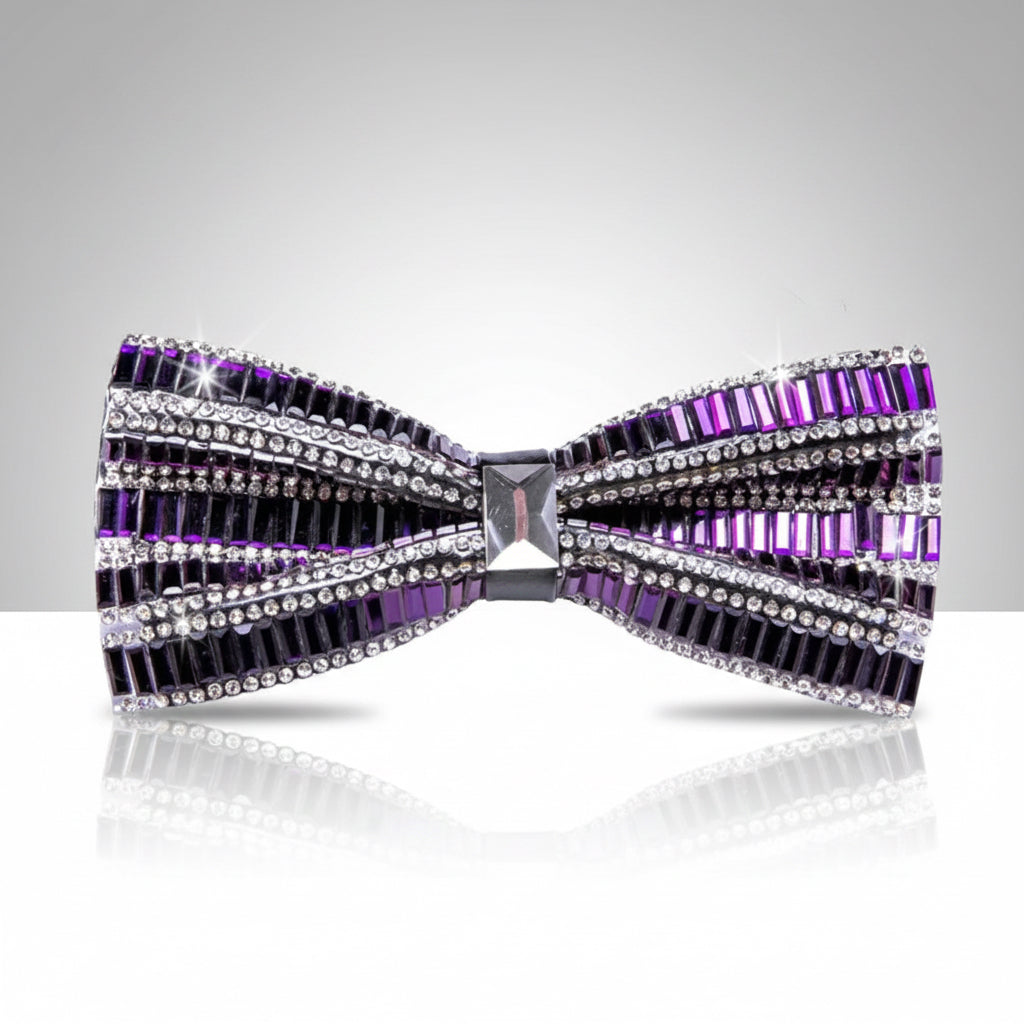Purple Rhinestone Bow Tie