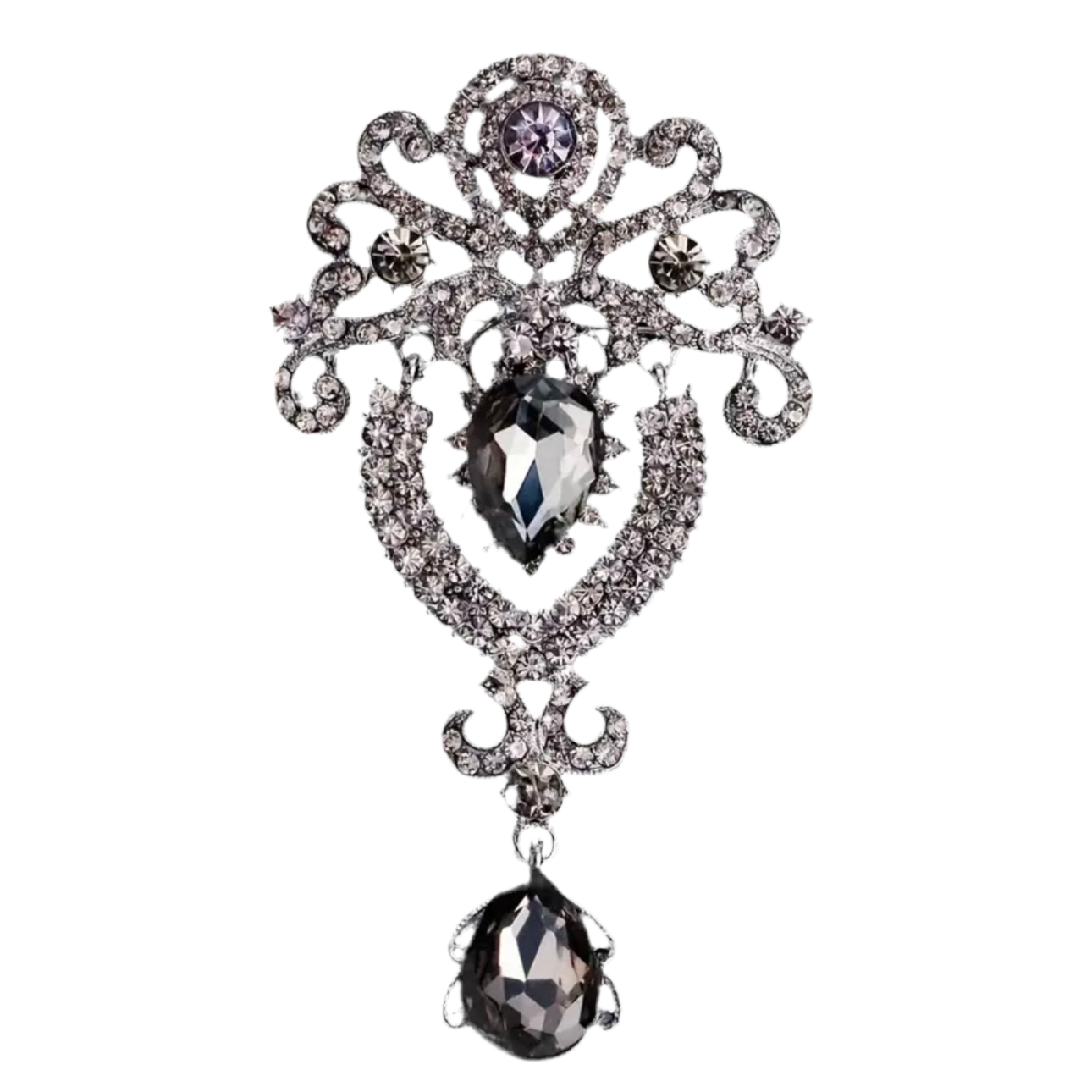 Vintage Royalty Brooch Pin Grey