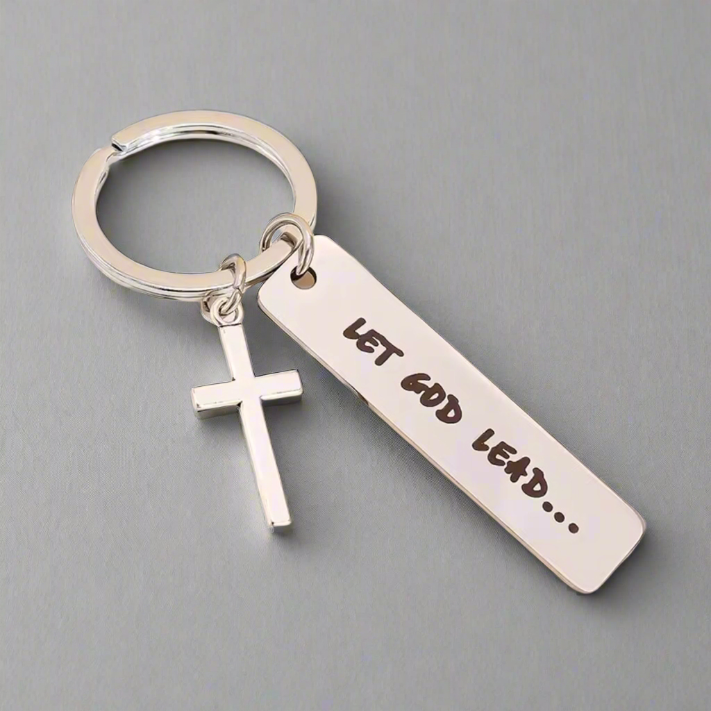 Let God Lead Cross Keychain