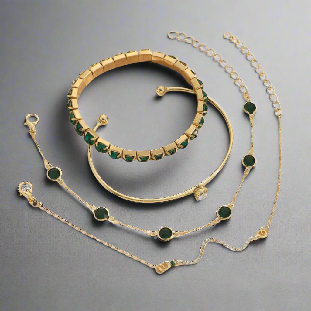 Green Gold Bracelet Set