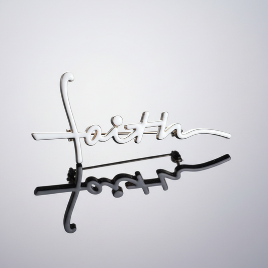 Faith White Enamel Brooch