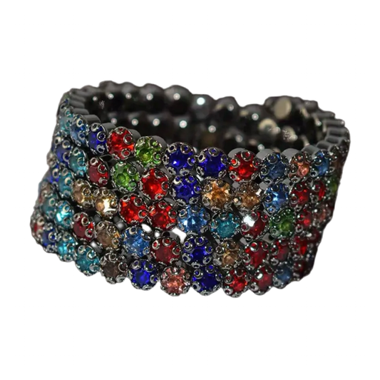 Multicolor Black 5 Row Flexible Bracelet