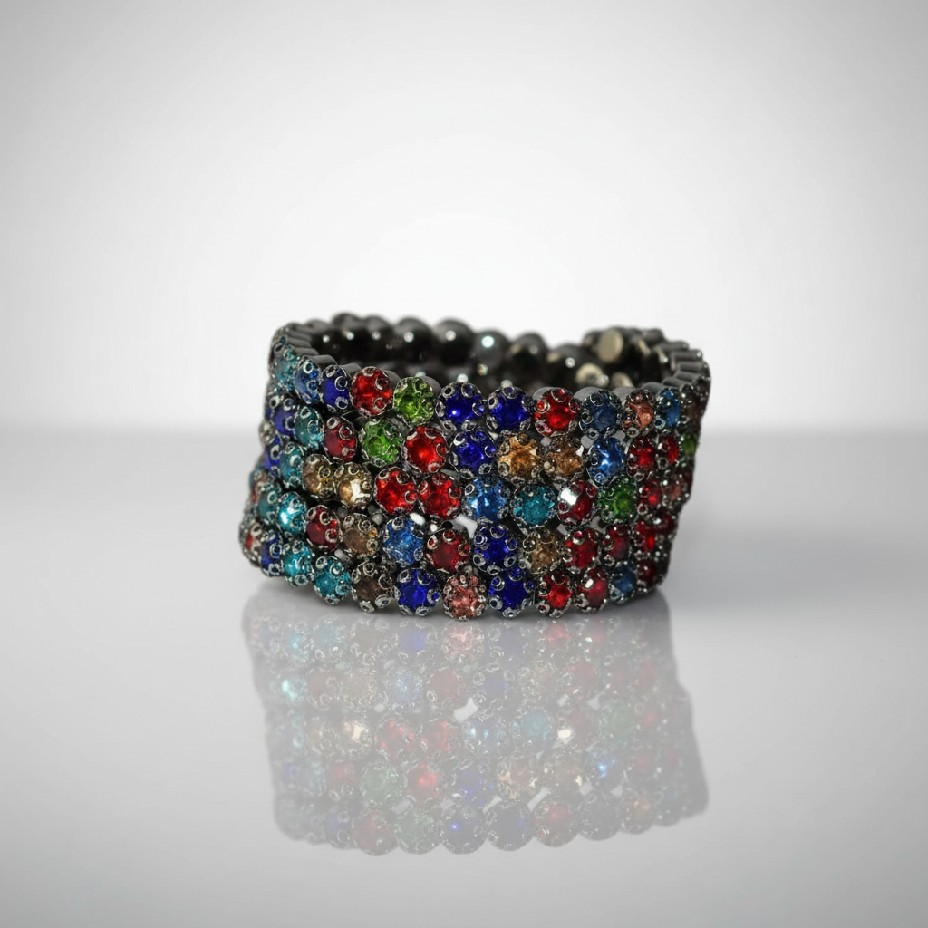 Multicolor Black 5 Row Flexible Bracelet