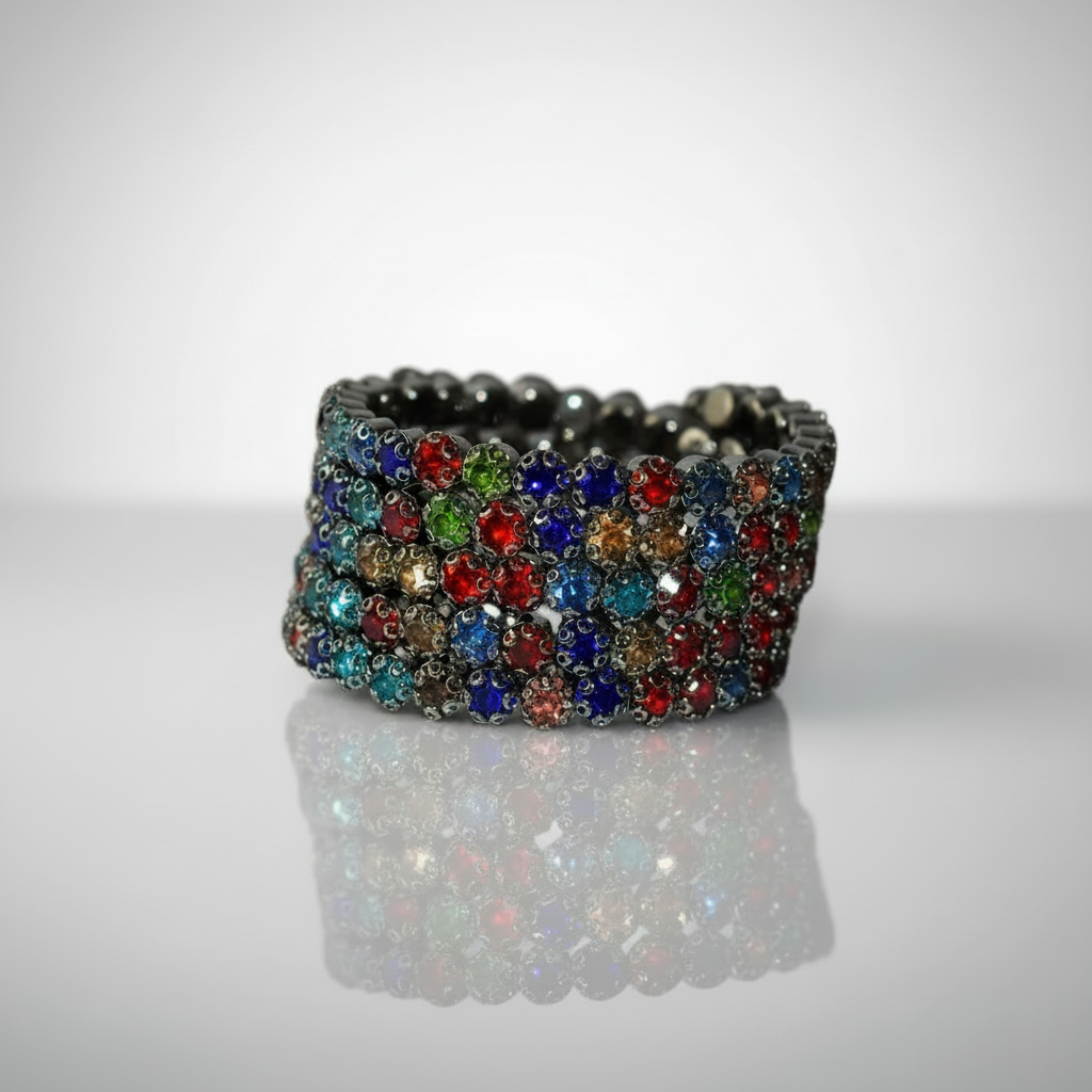 Multicolor Black 5 Row Flexible Bracelet