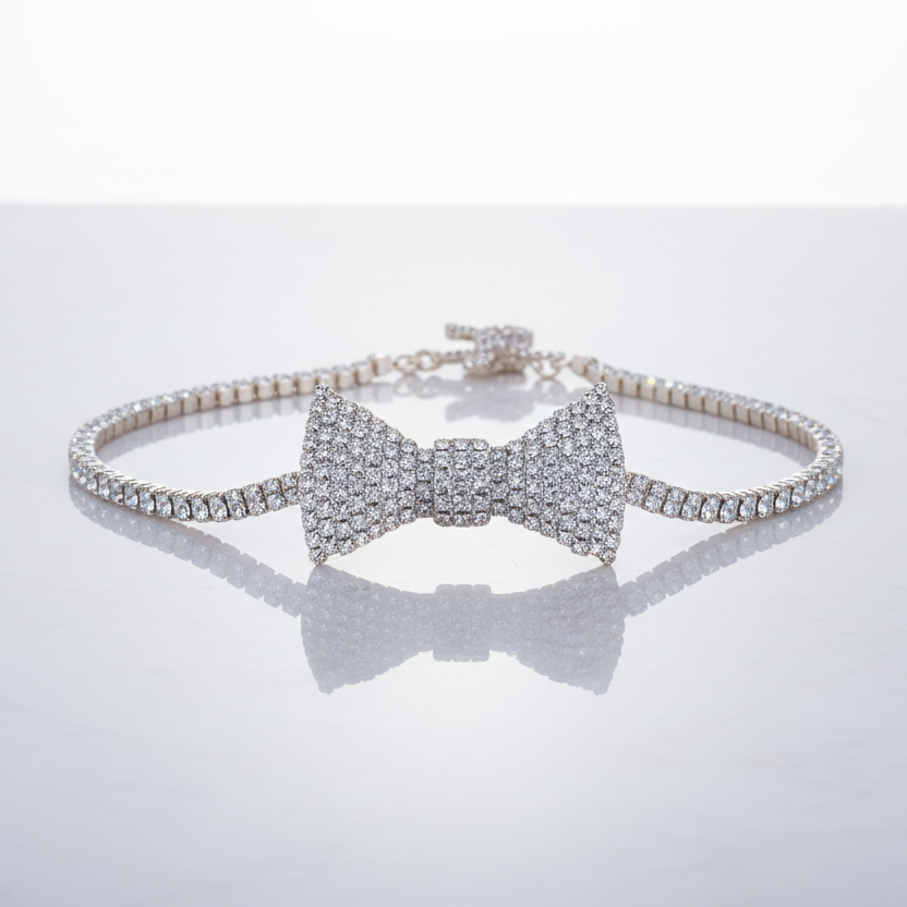 Bow Choker Necklace Silver