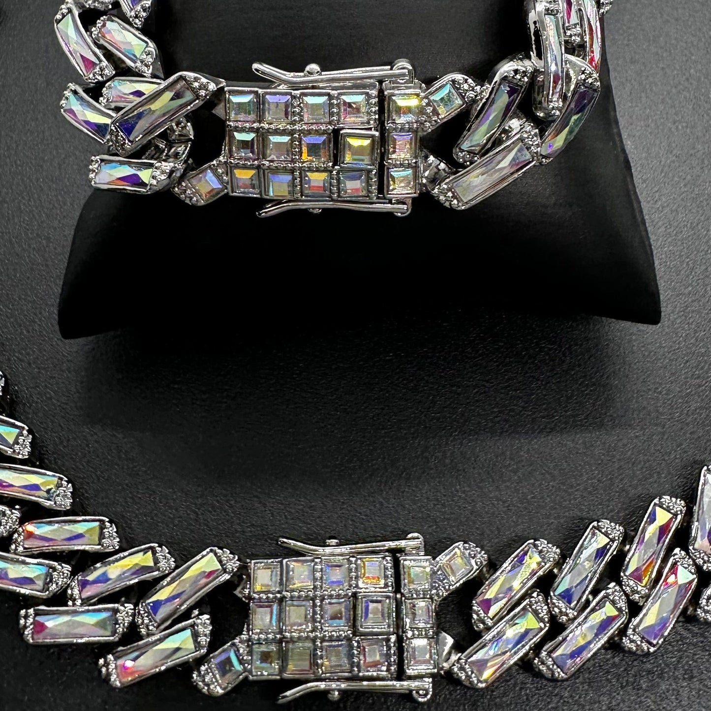 Iridescent (AB) Cuban Chain Bracelet