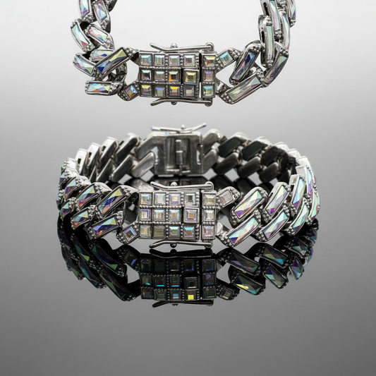 Iridescent (AB) Cuban Chain Bracelet