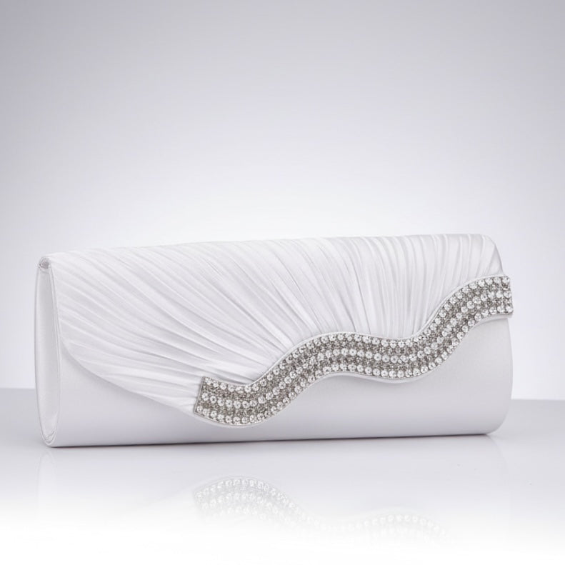 Rhinestone Waves Pleated Clutch