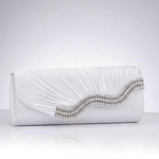 Rhinestone Waves Pleated Clutch