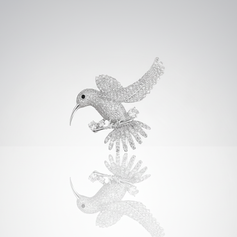 Hummingbird Clear Brooch Pin