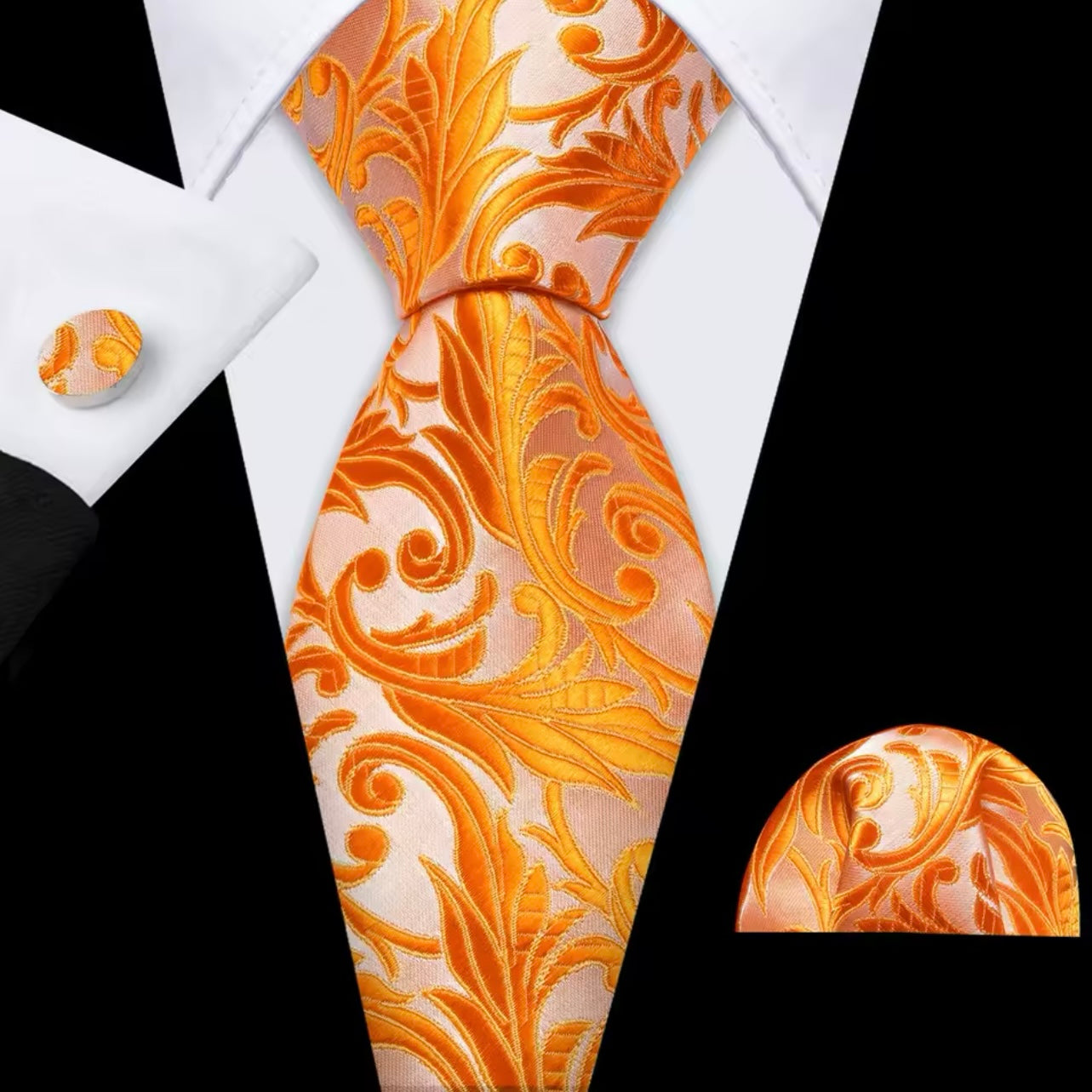 Orange Glimmer Necktie Set