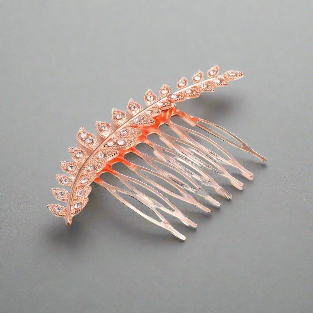 Rose Gold Rhinestone Hair Comb