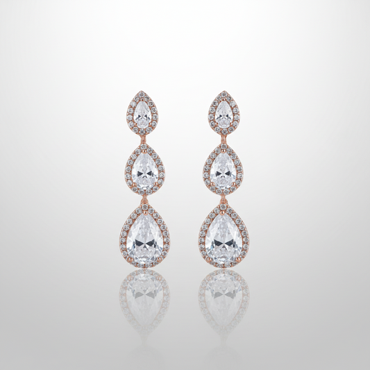 Rose Gold AAA Zirconia Water Drop Earrings