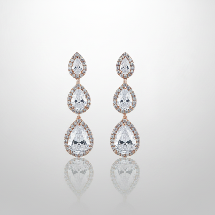 Rose Gold AAA Zirconia Water Drop Earrings