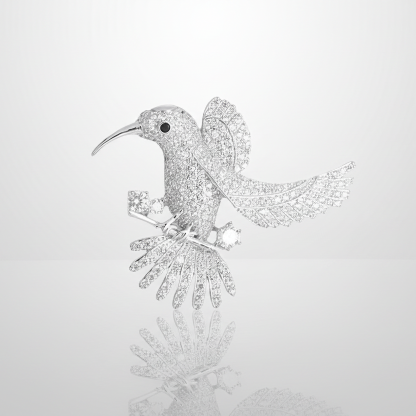 Hummingbird Clear Brooch Pin