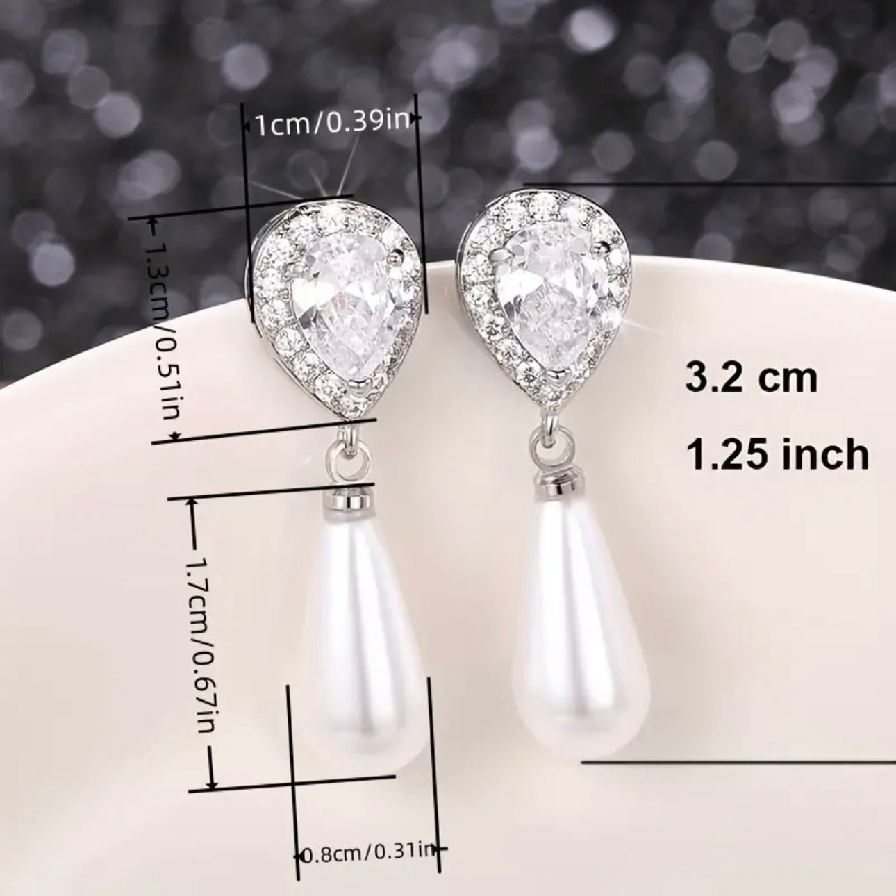 Pearl & Zircon Drop Earrings