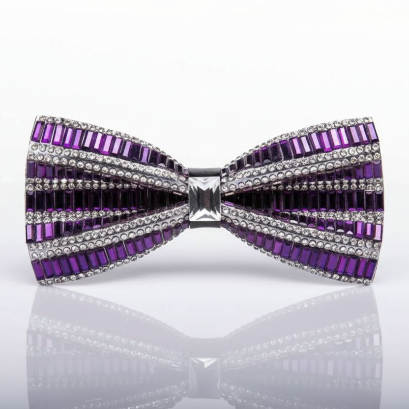 Purple Rhinestone Bow Tie