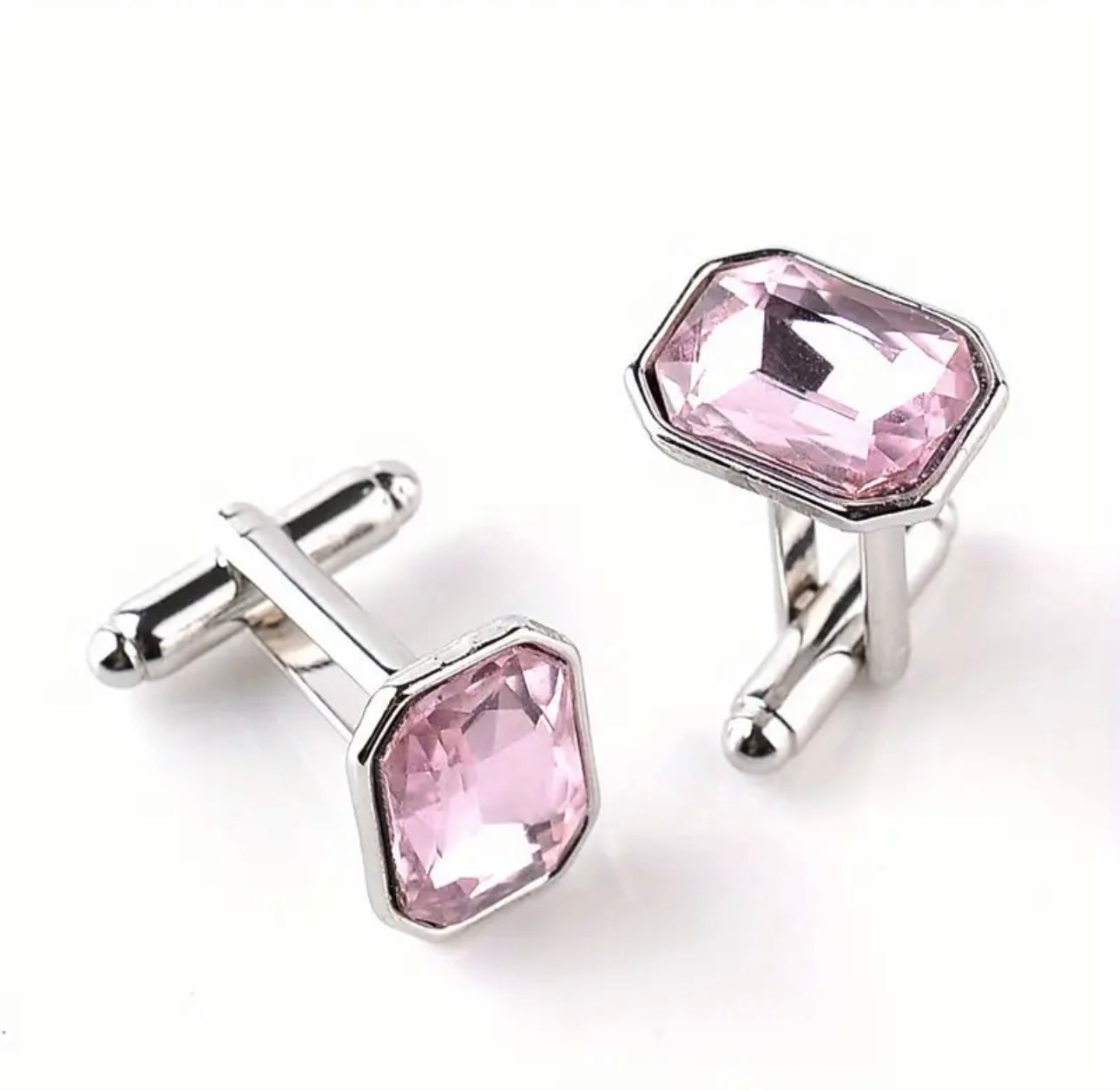 Pink Rhinestone Cufflinks