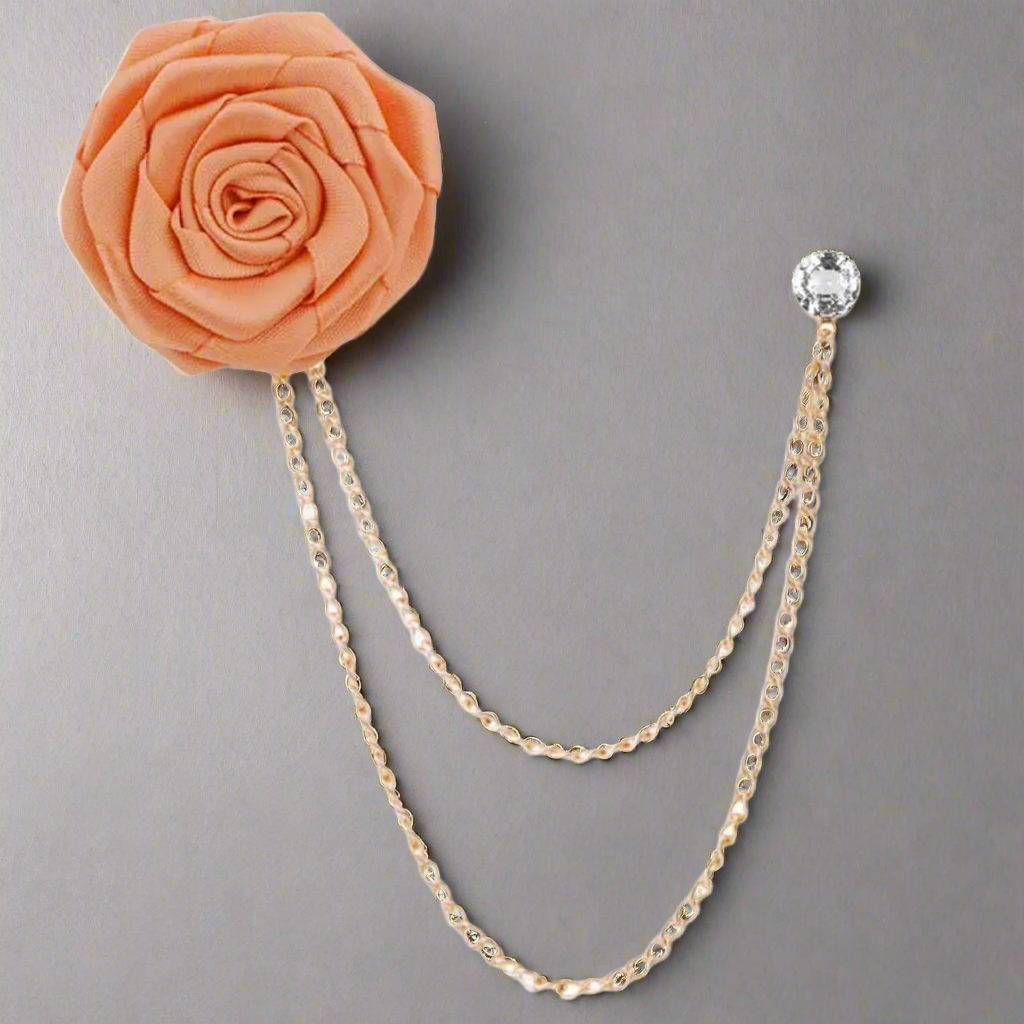 Champagne Flower Chain Lapel Pin