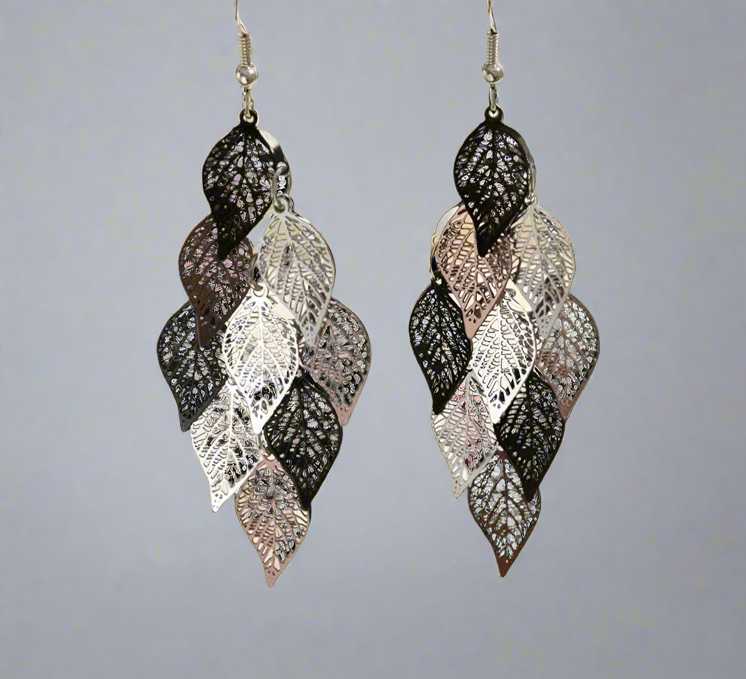 Leaf Tassel Earrings-Rose Gold