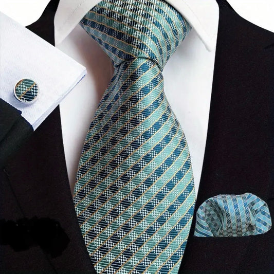 Green Sage Plaid Necktie Set