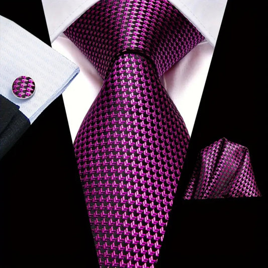 Purple Black Necktie Set