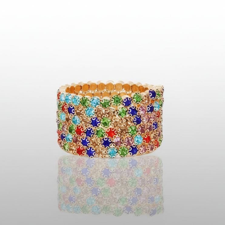 Flexible 6 Row Multicolor Bracelet