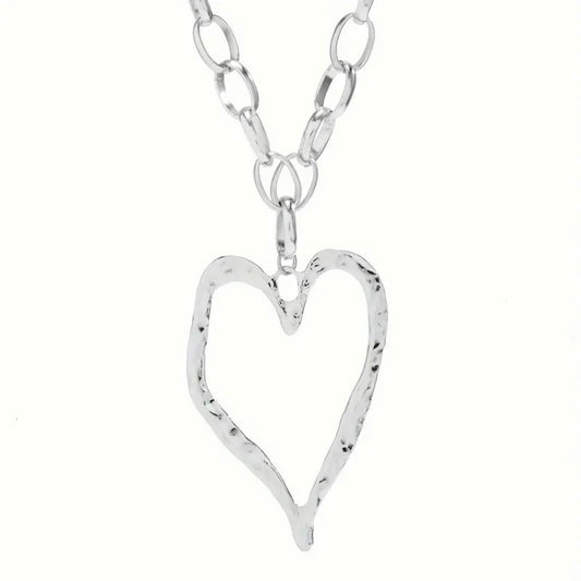 Exaggerated Heart Silver Necklace