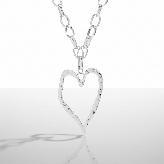 Exaggerated Heart Silver Necklace