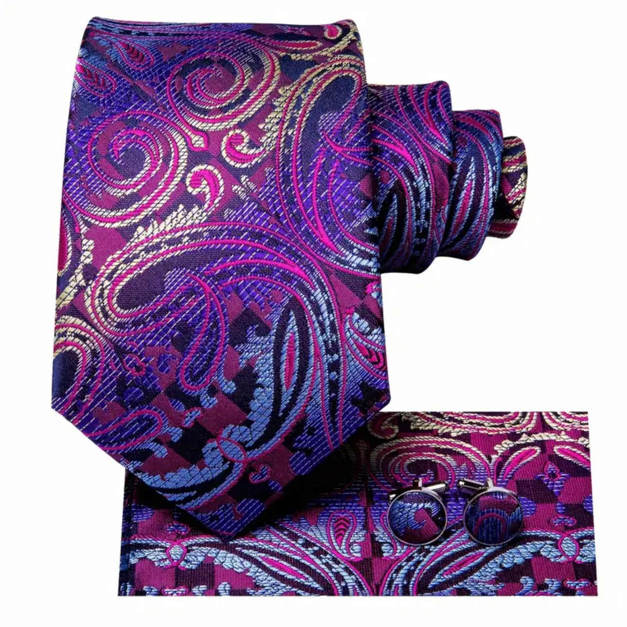 Purple Paisley Necktie Set