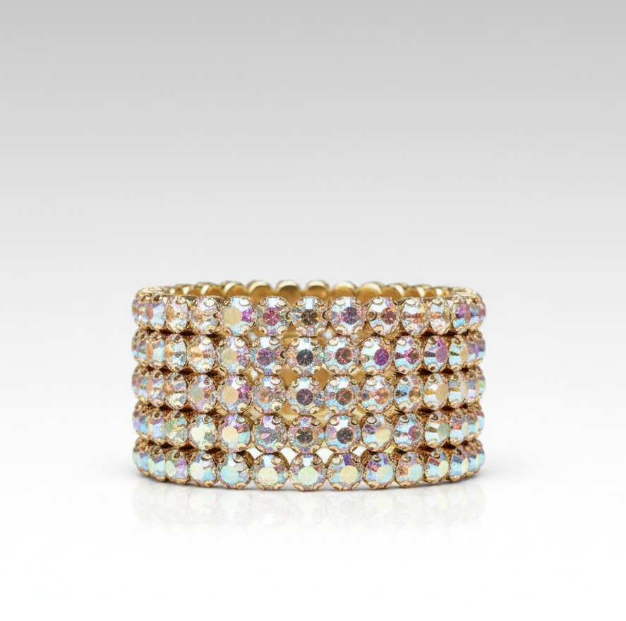 Flexible 5 Row Bracelets-Gold Setting