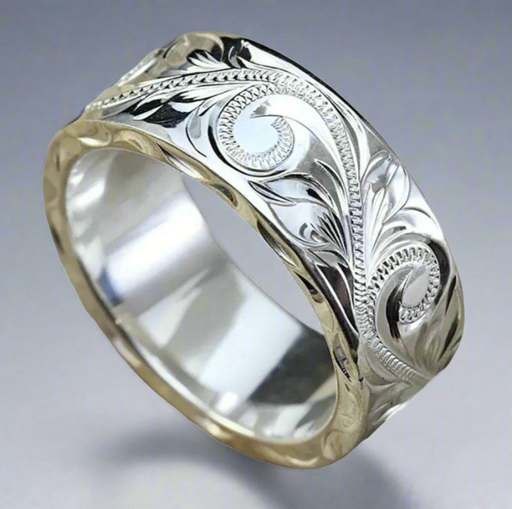 Hand Carved 925 Silver Ring
