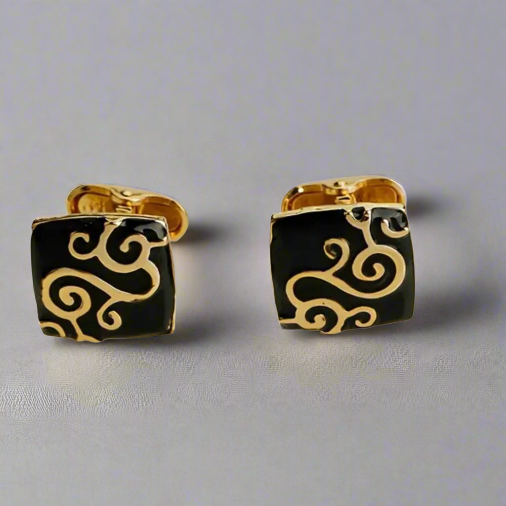 Black Gold Dripping Oil Cufflinks