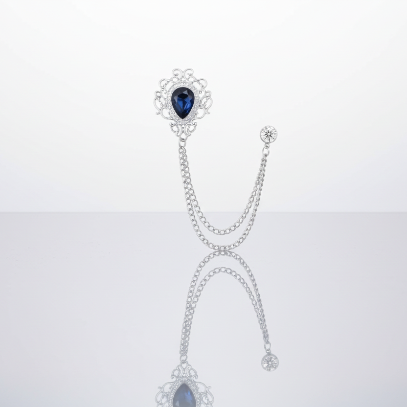 Medallion Crest Lapel Pin & Chain