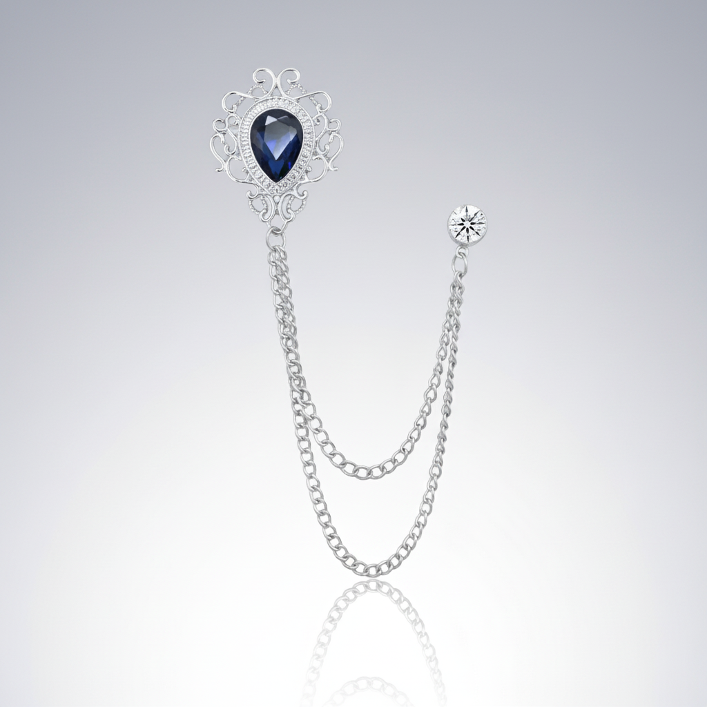 Medallion Crest Lapel Pin & Chain