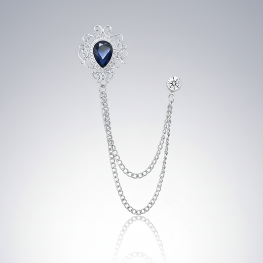 Medallion Crest Lapel Pin & Chain