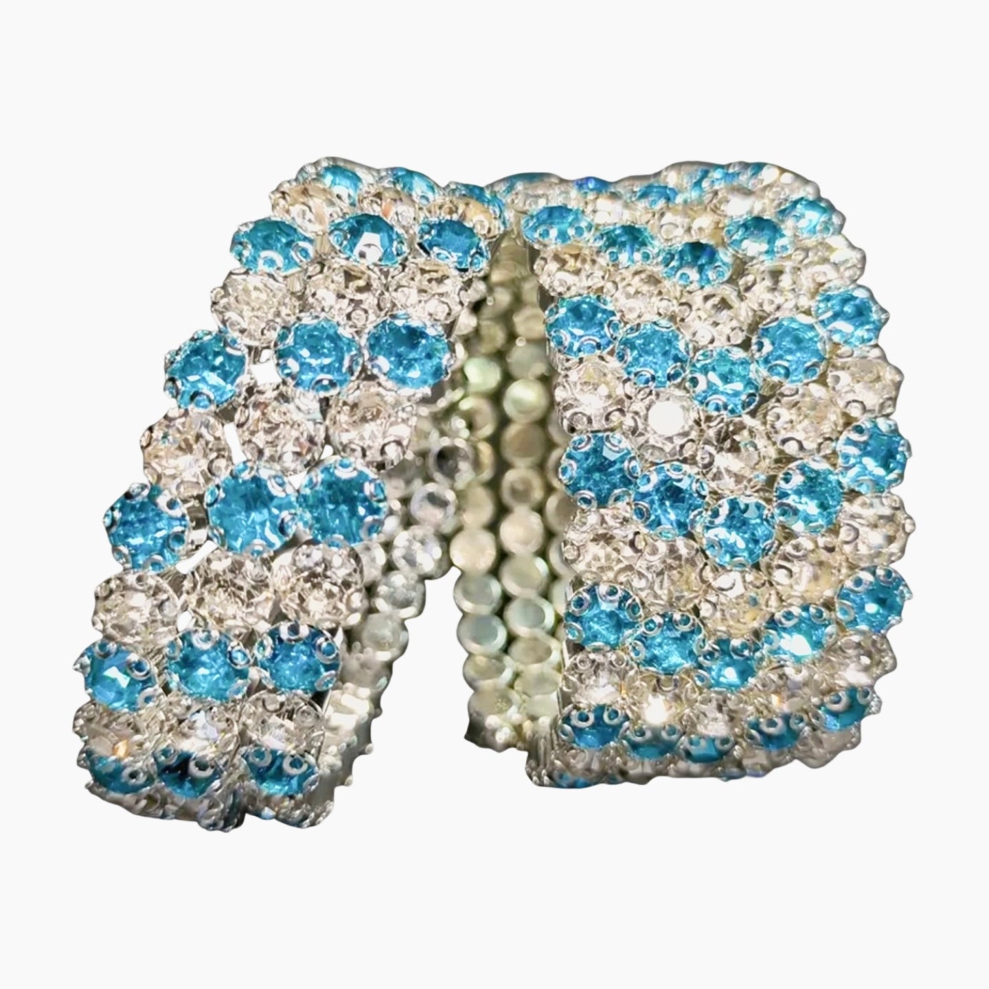 Blue Clear 5 Row Flexible Bracelet