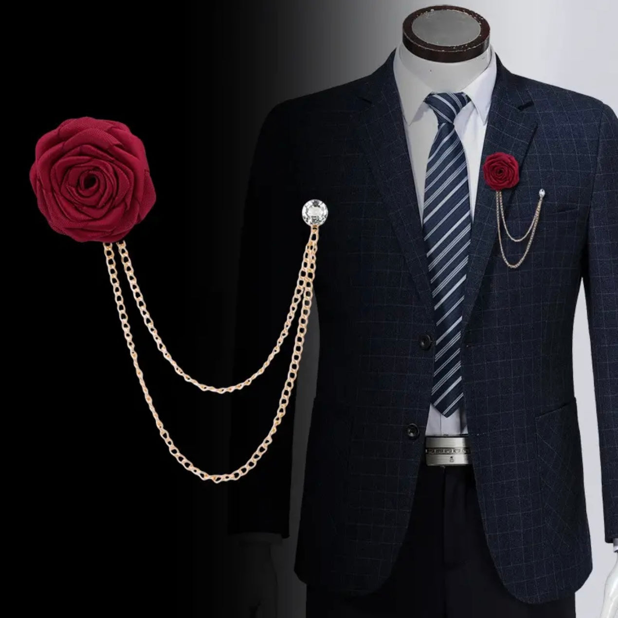 Champagne Flower Chain Lapel Pin