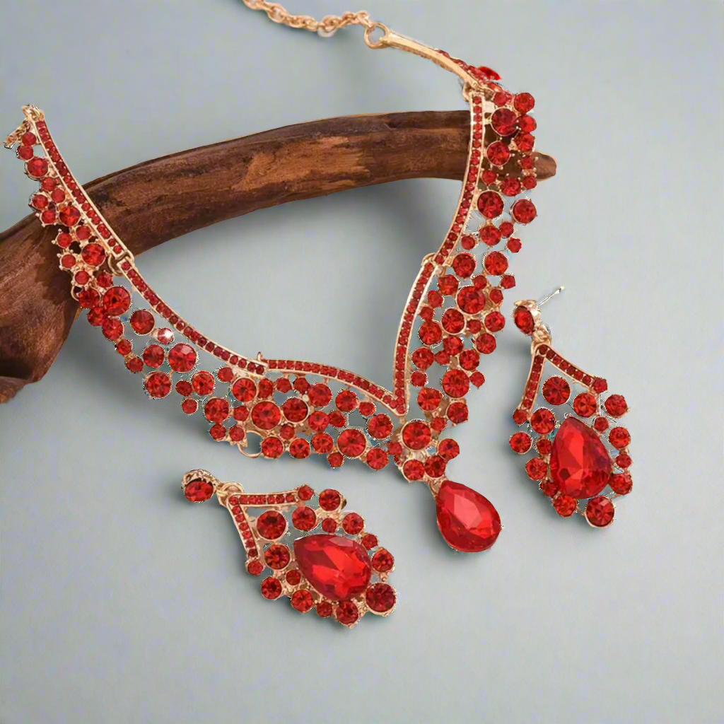 Teardrop Red Jewelry Set