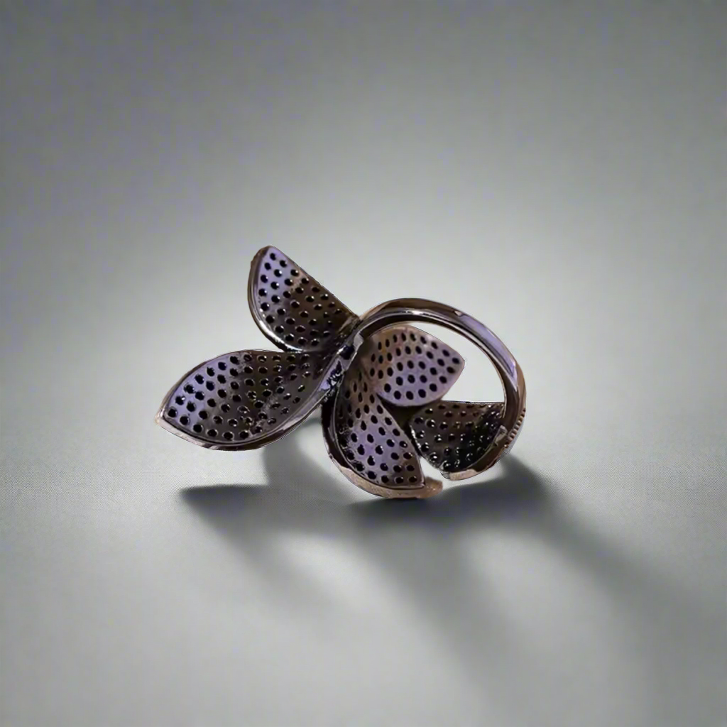 Exaggerated Flower Zirconia All-Fit Ring