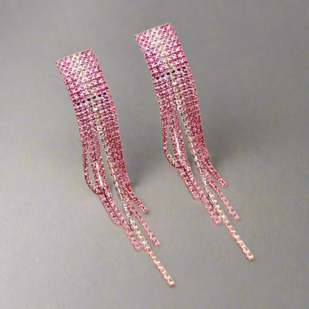 Pink Champagne Tassel Earrings