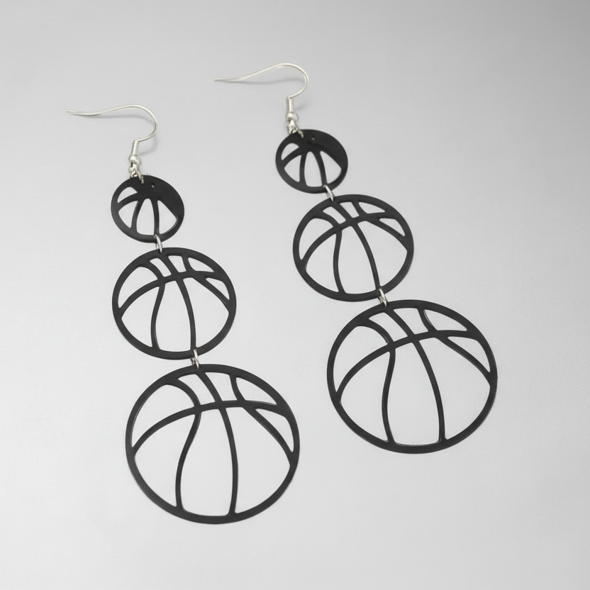 Basketball Black Dangle Earrings