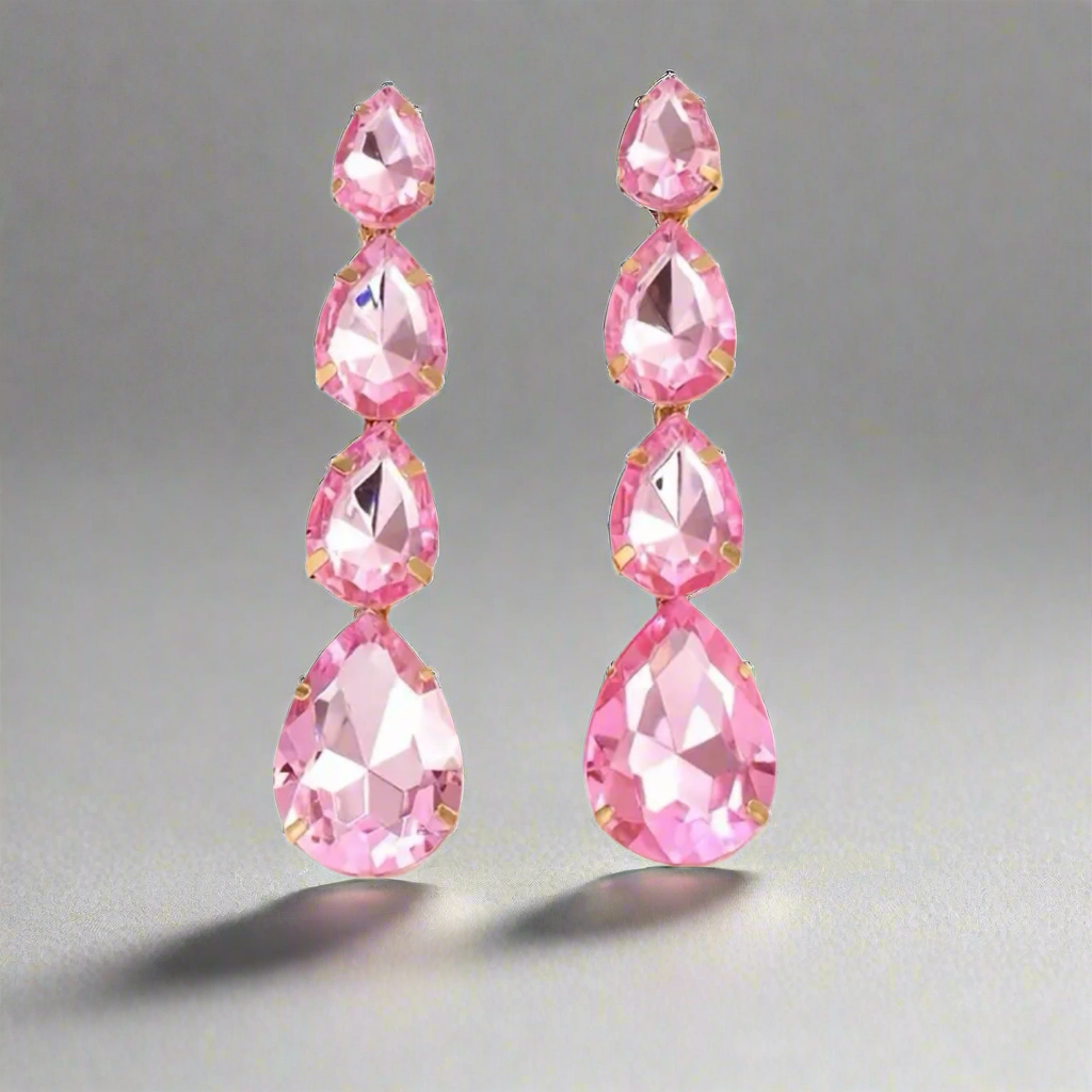 Pink Water Drop Earrings