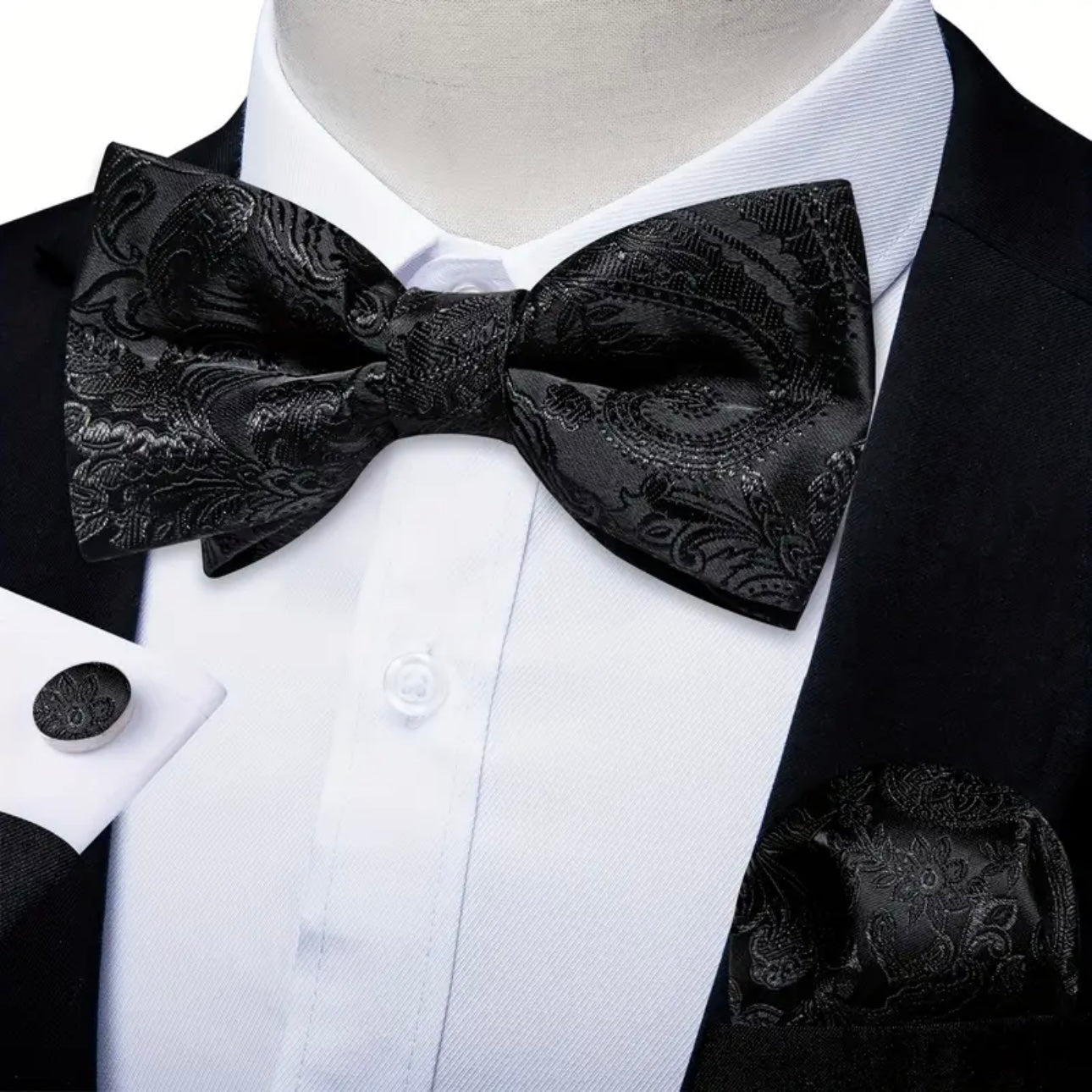 Black Paisley Bowtie Set