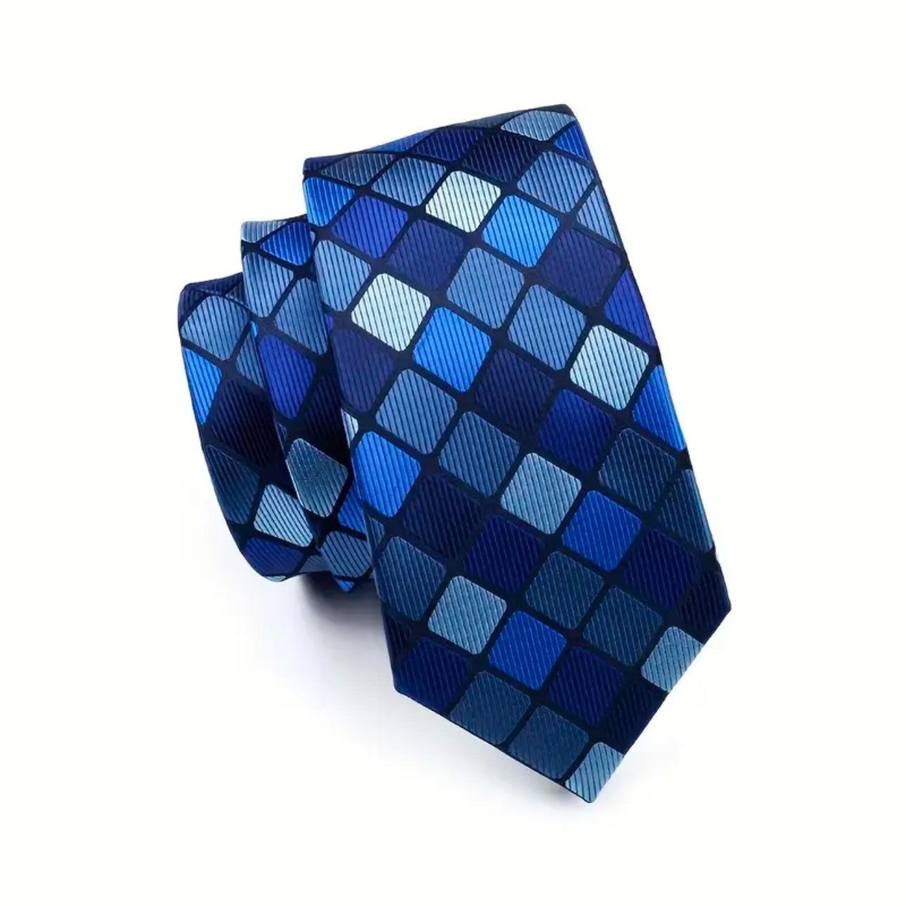 Blue Grids Necktie Set