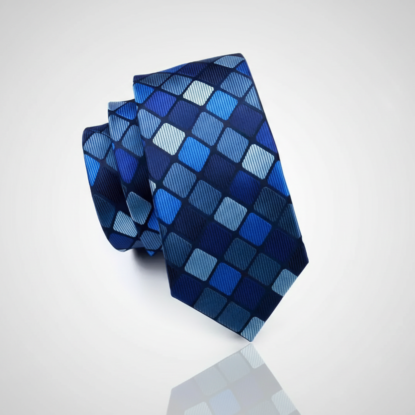 Blue Grids Necktie Set