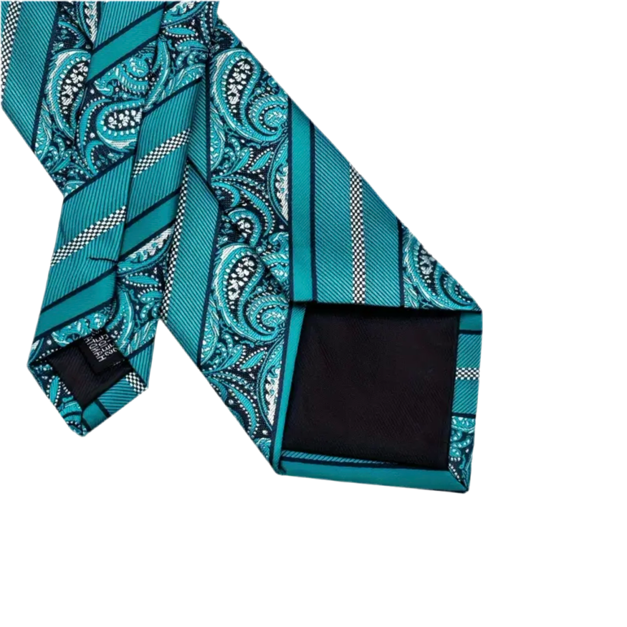 Teal Paisley Stripe Necktie Set