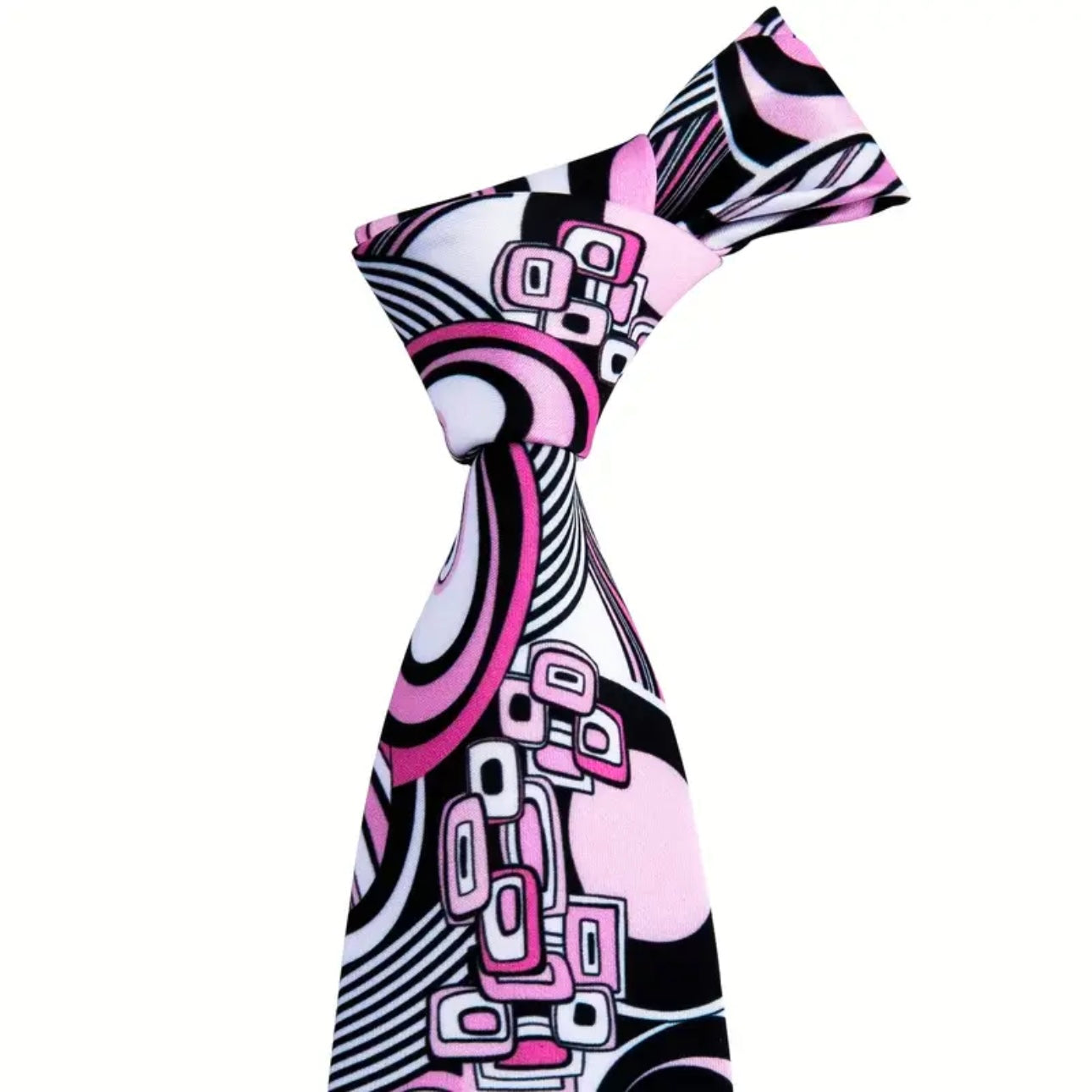 Pink Black White Necktie Set